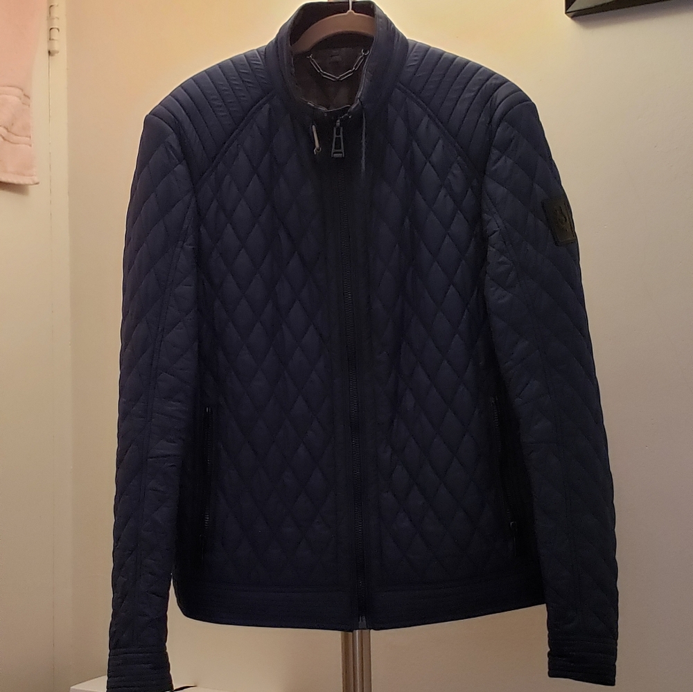 Belstaff Men Quilted Moto Jacket Navy